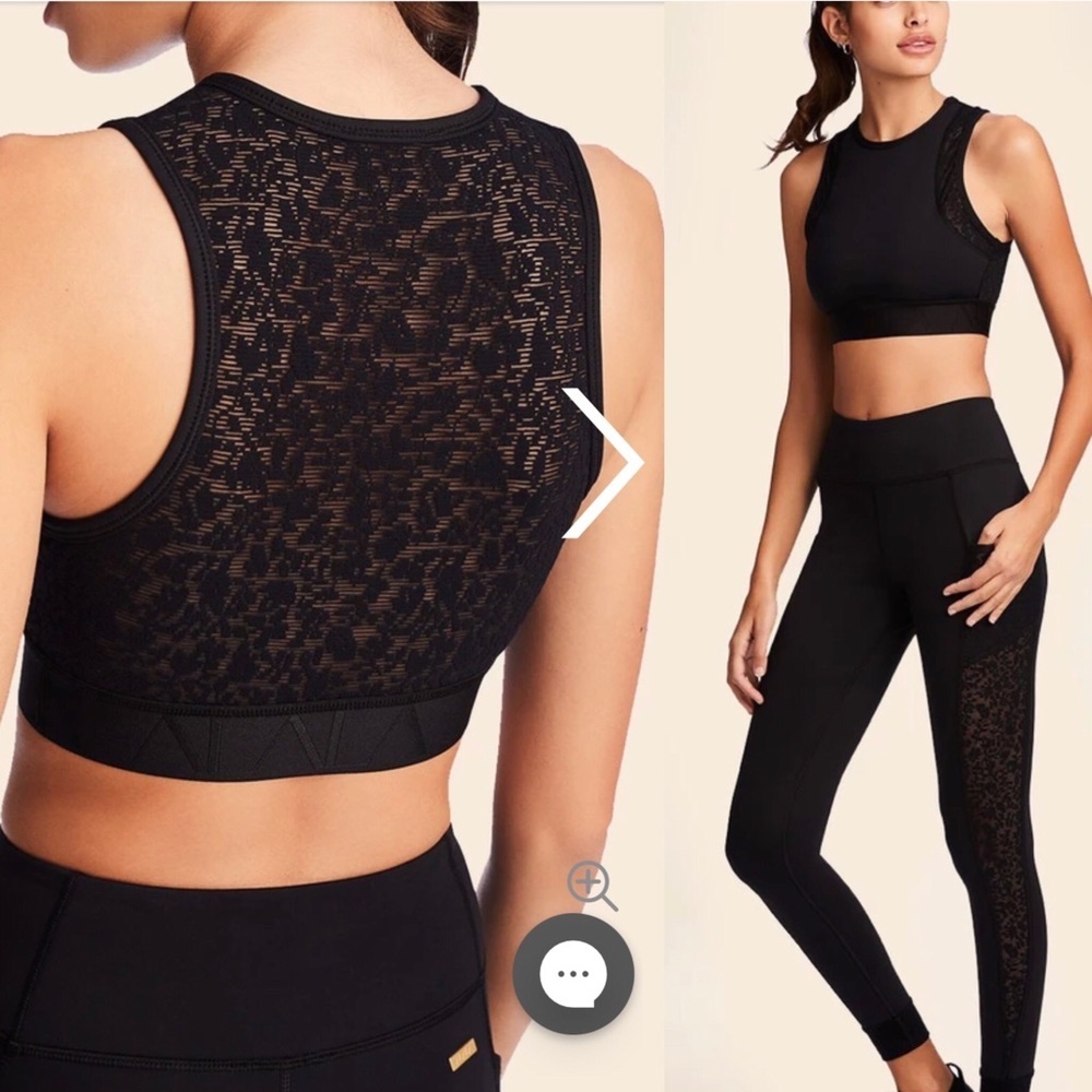 NWT $75 Alala Black Curve Bra Top - Floral Lace XS Crop Top